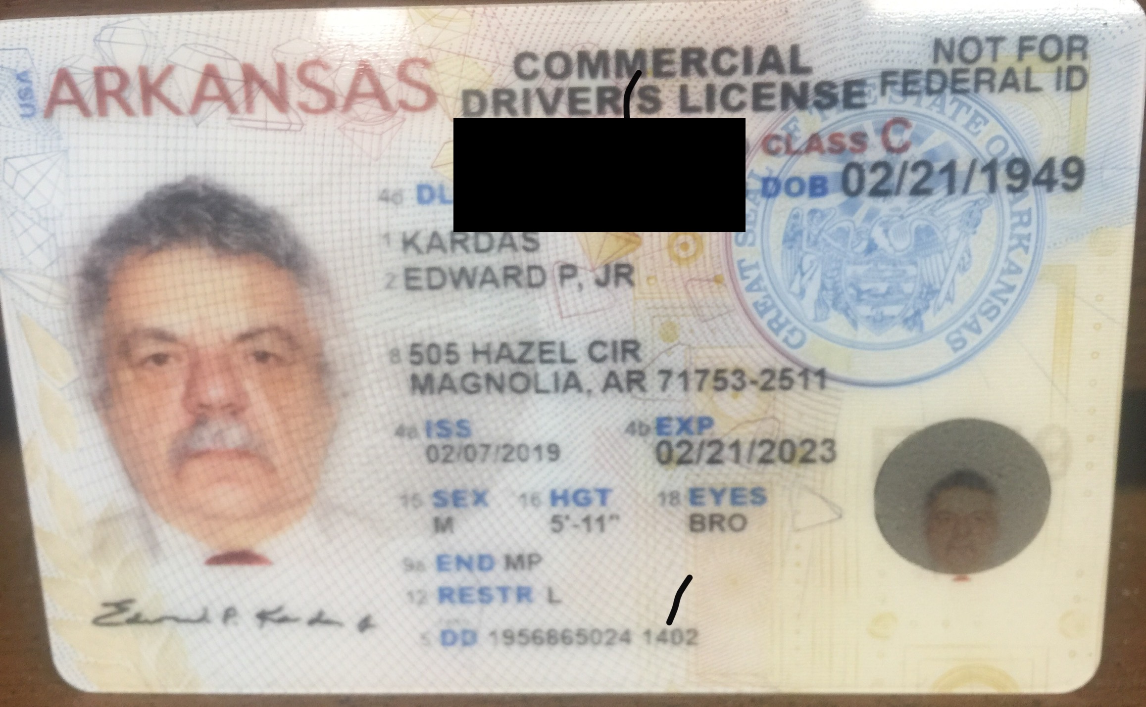 Kardas expired Arkansas drivers license